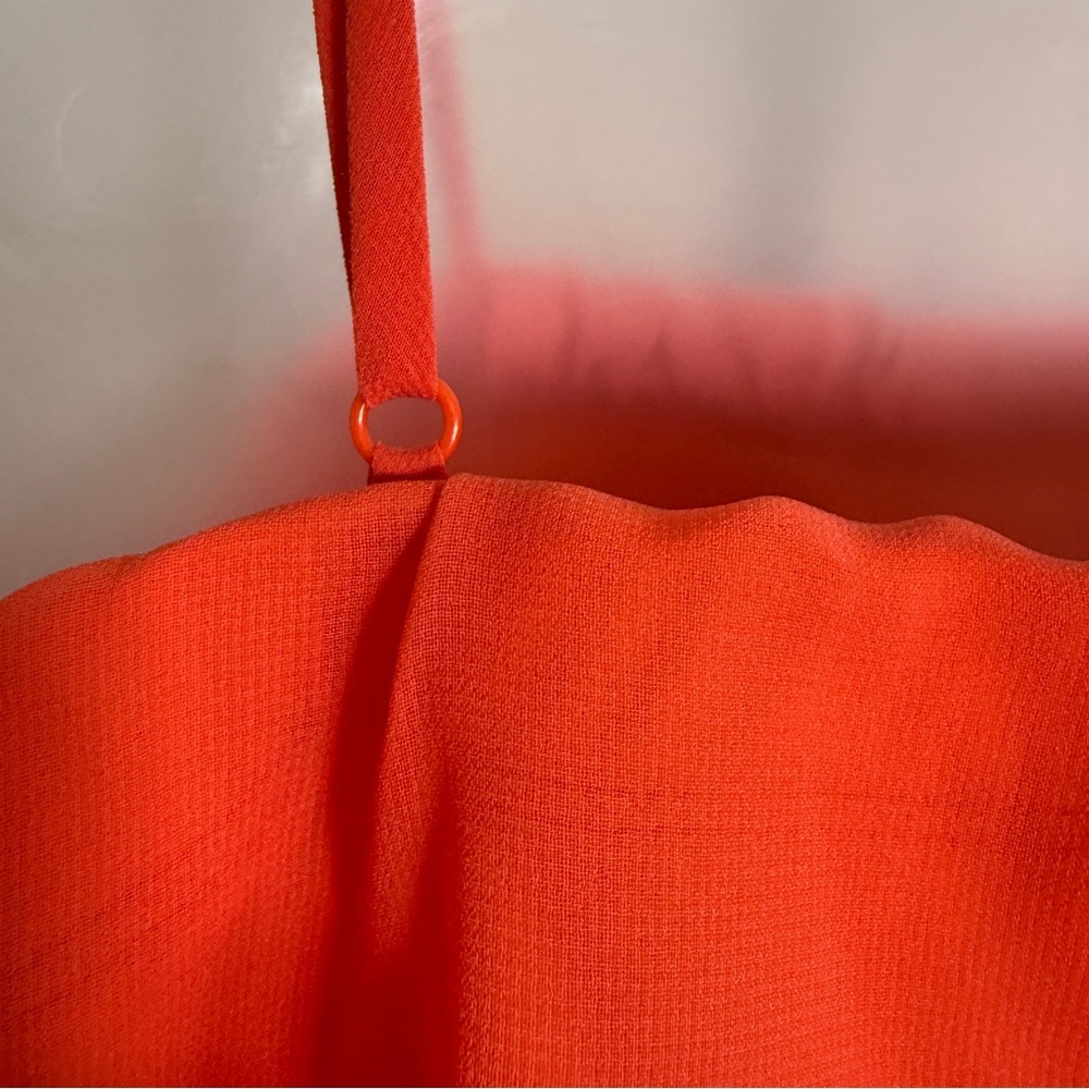 City Of Triangles Off Shoulder Dress Size Medium Short Elastic Waist Orange Boho - Picture 13 of 15